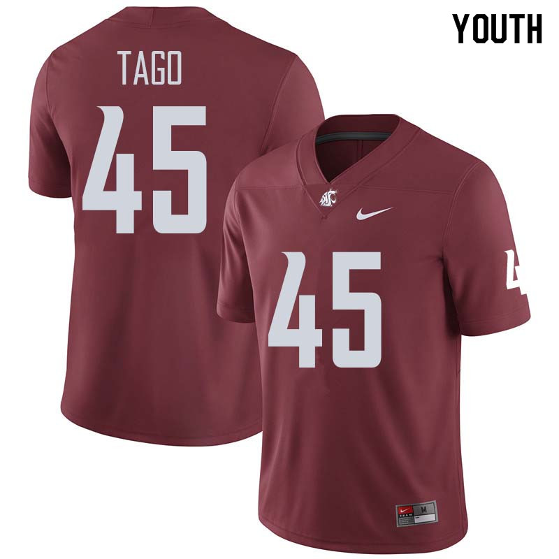 Youth #45 Logan Tago Washington State Cougars College Football Jerseys Sale-Crimson - Click Image to Close